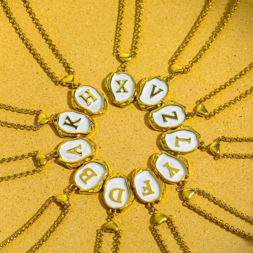Nacar Initial Necklace Gold