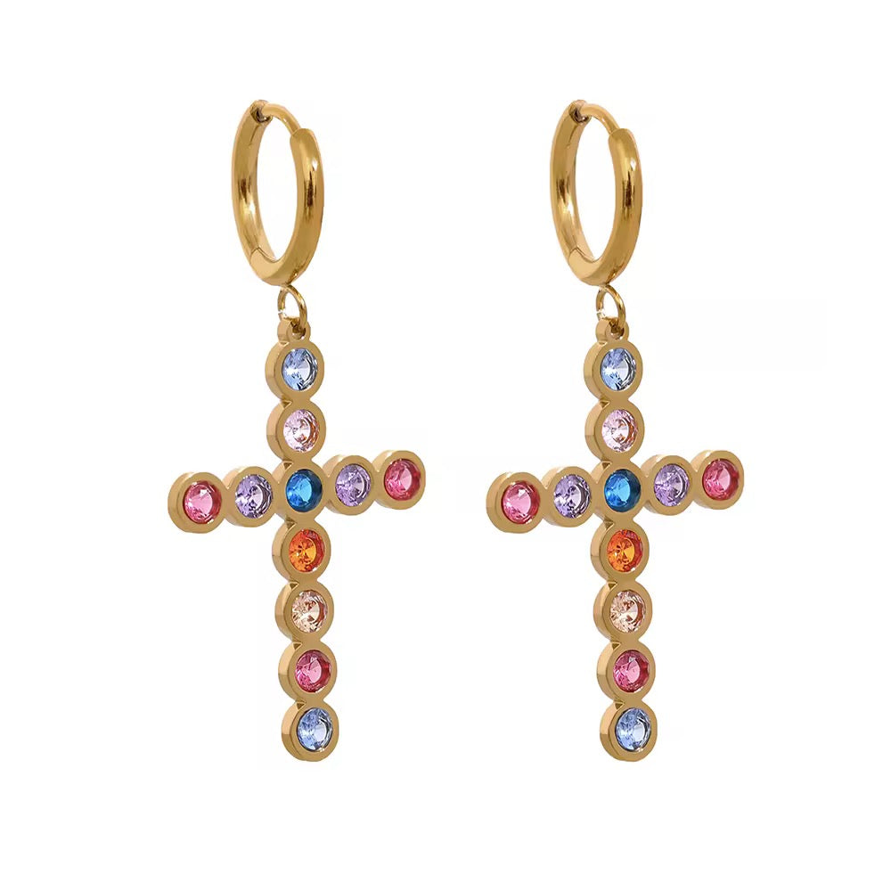 Cross beads earring