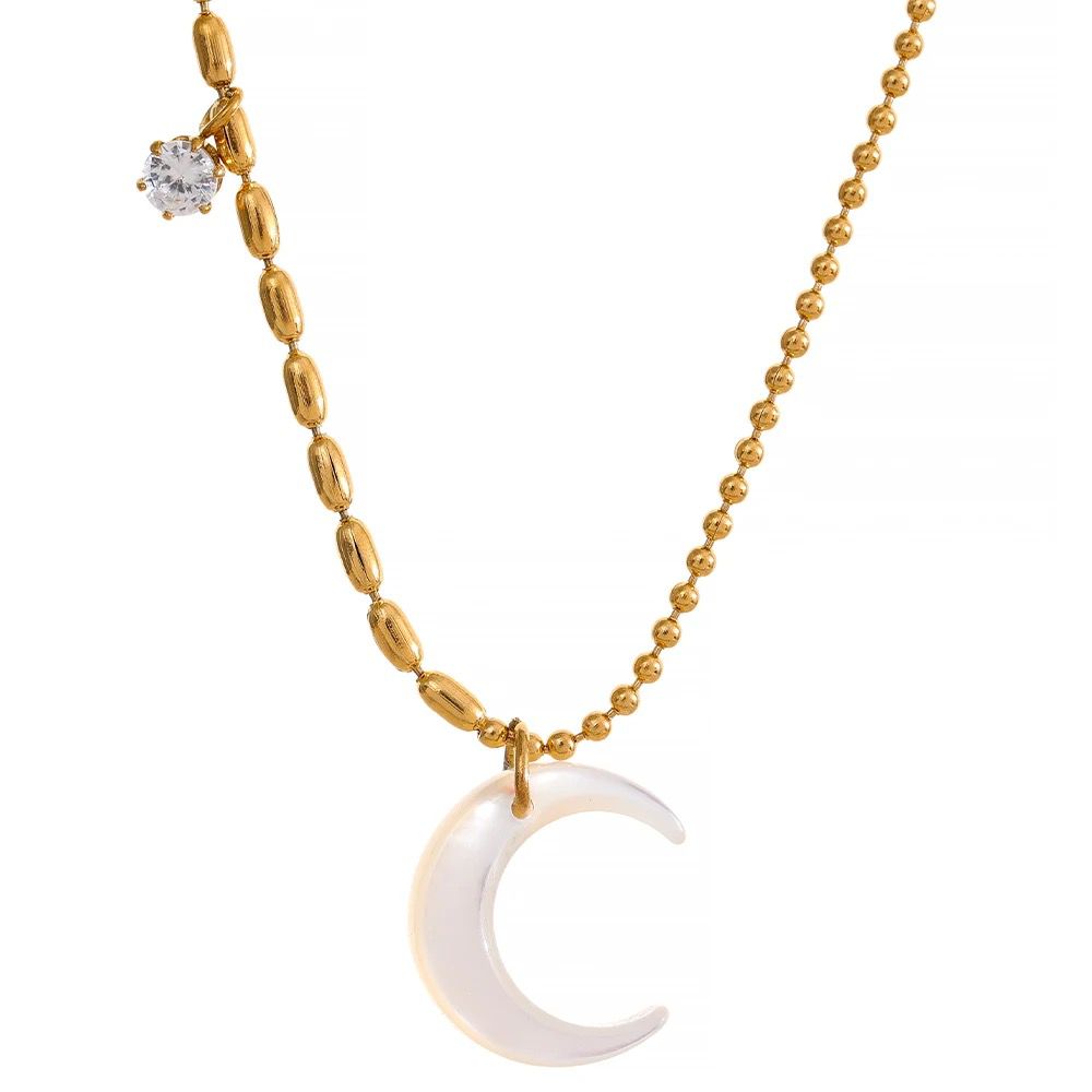 Nacar moon w beads chain