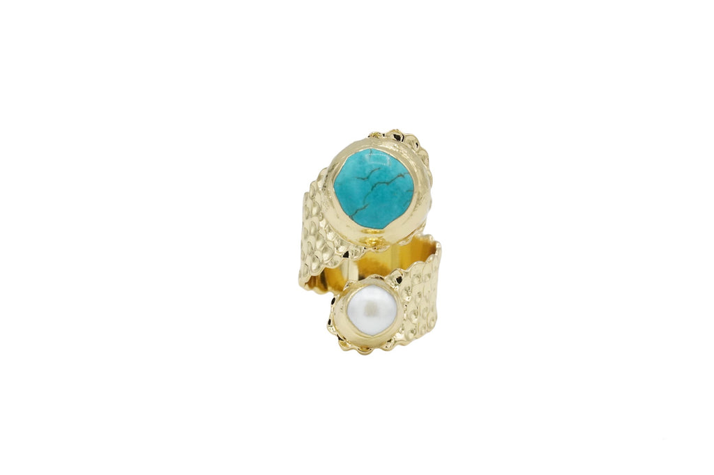 Turquoise & Pearl Ring
