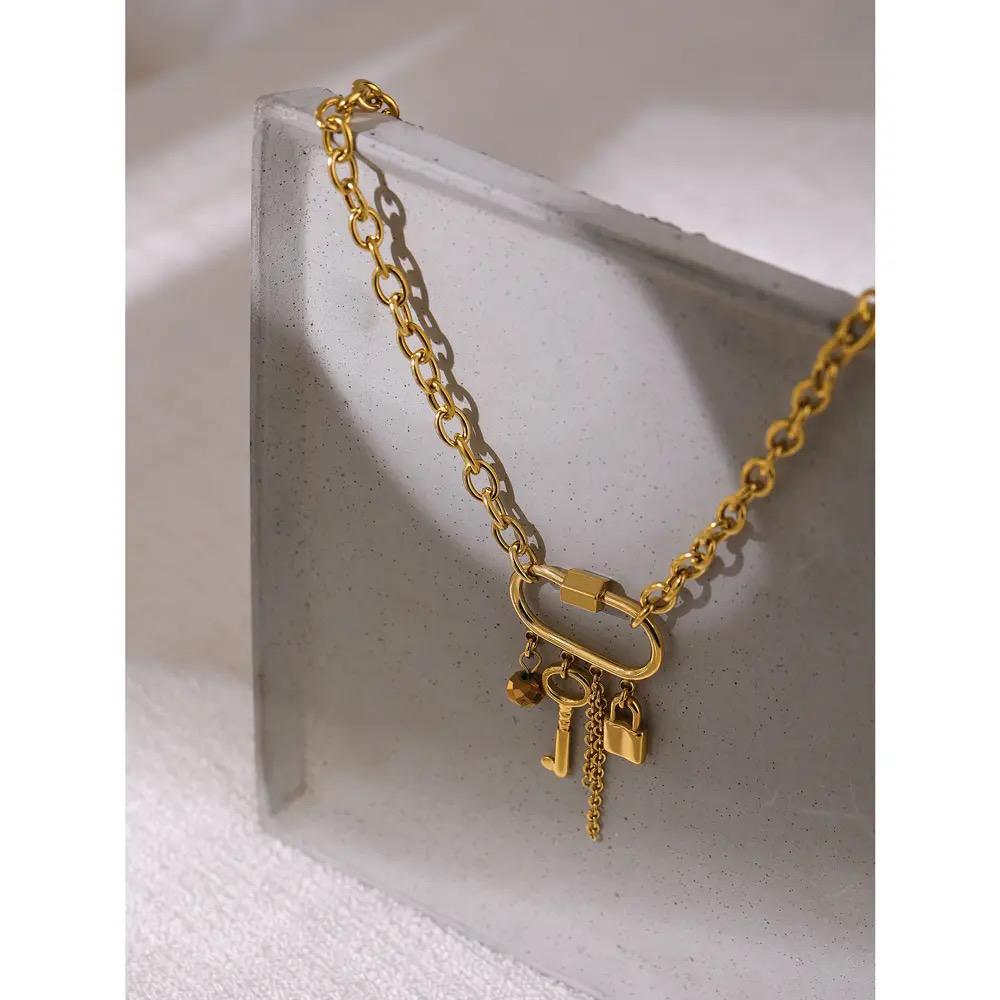 Lock and key necklace