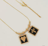 Beaded Heart and Cross Gold necklace