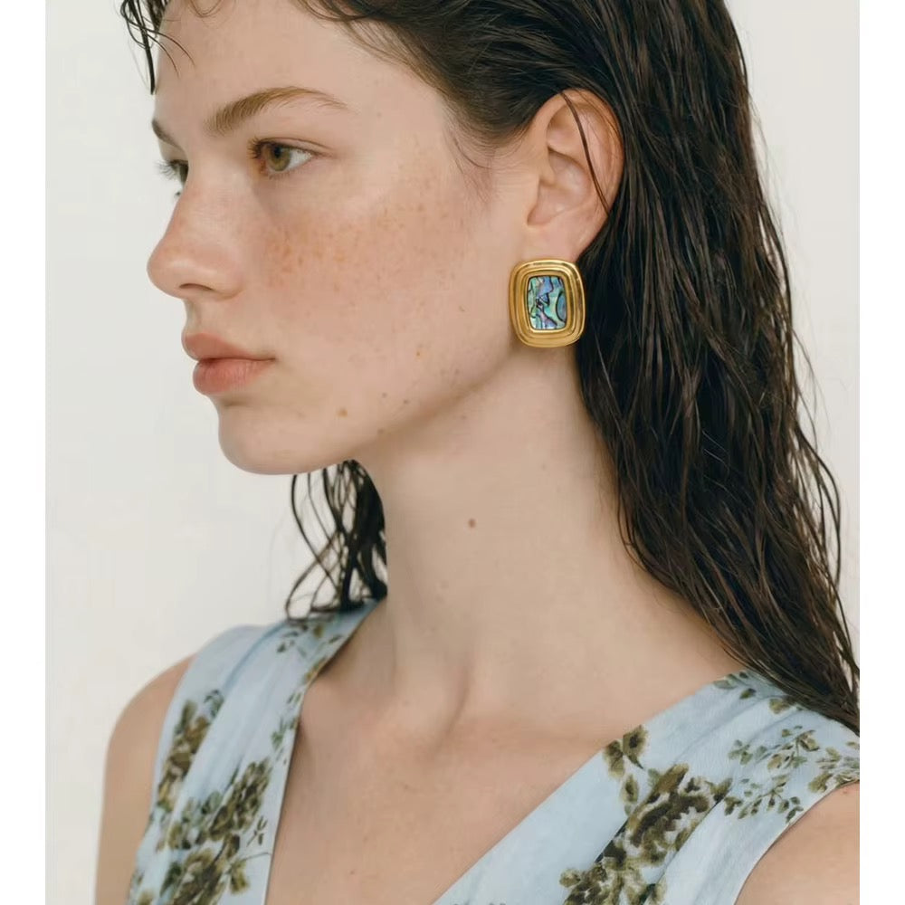 Abalone Shell Rectangle Studs