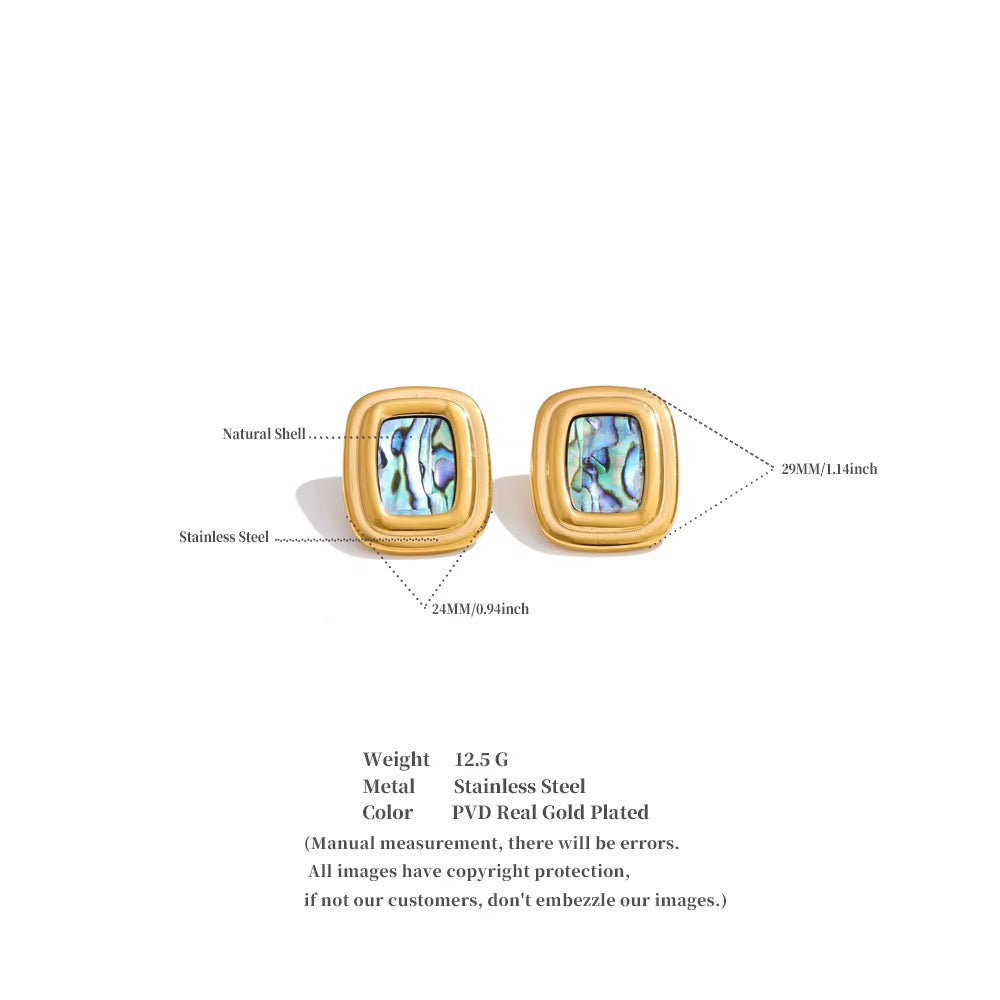 Abalone Shell Rectangle Studs