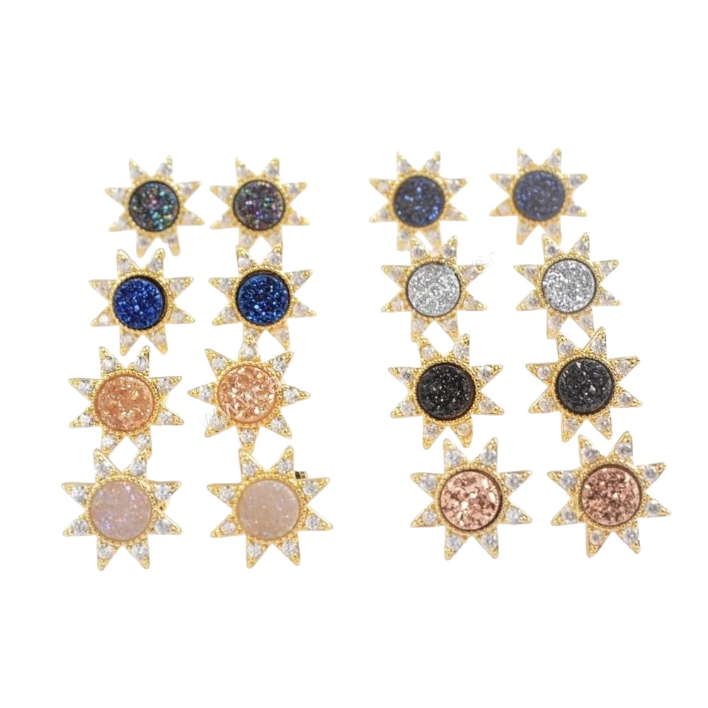 Druzy Sun Studs