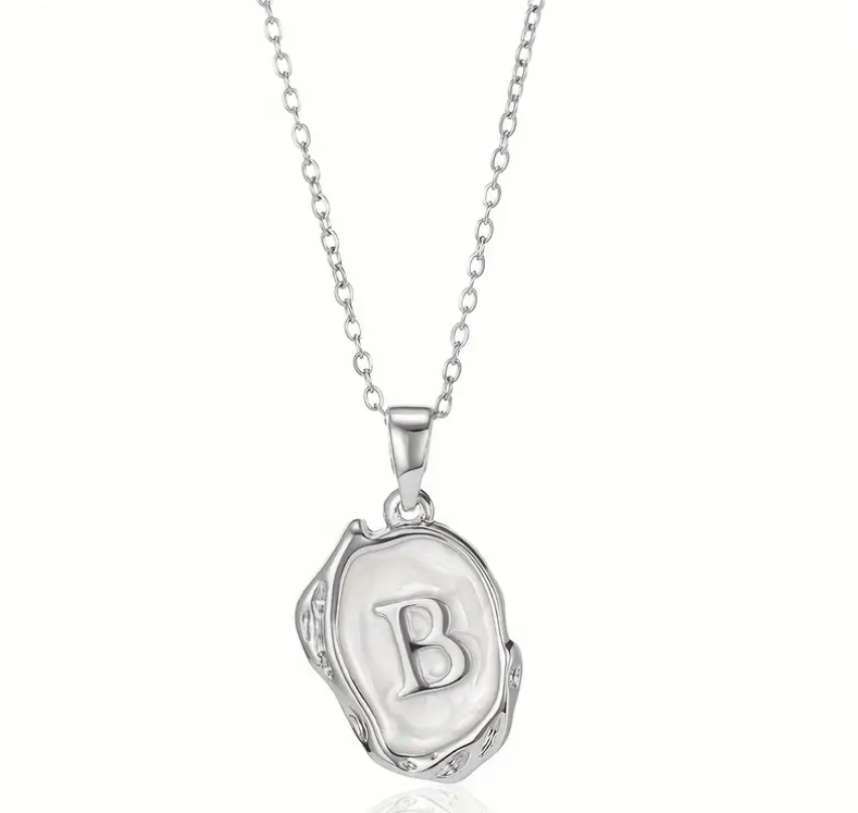 Nacar Initial Necklace Silver