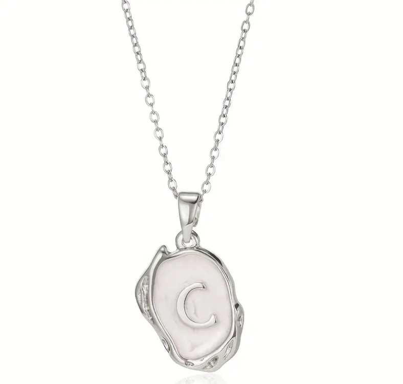 Nacar Initial Necklace Silver