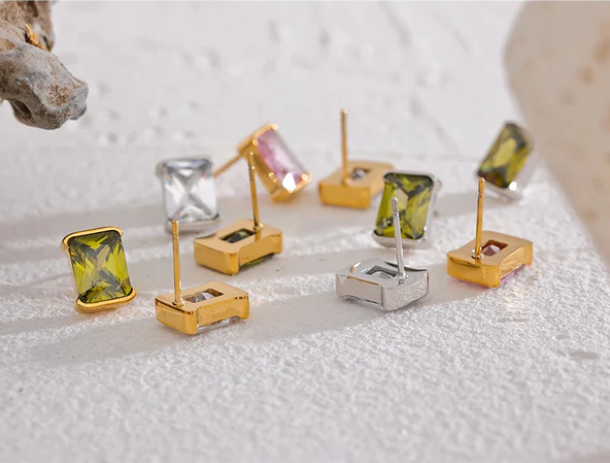 Square Crystal Studs