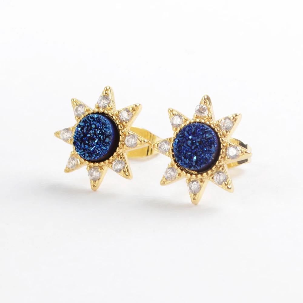 Druzy Sun Studs