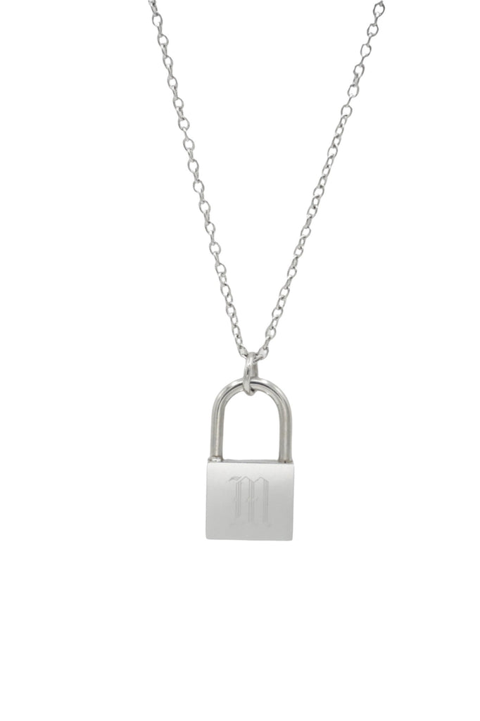 Lock Initial Necklace Silver