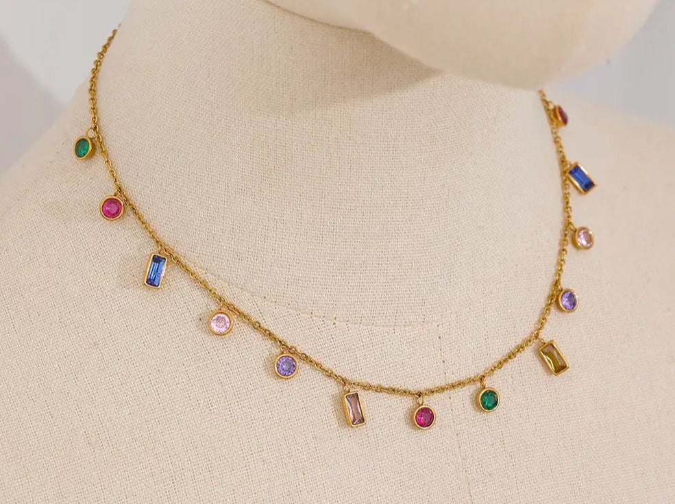 Multicolor Crystal Chocker Necklace