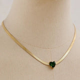 Snake Chain with CZ Heart Pendant