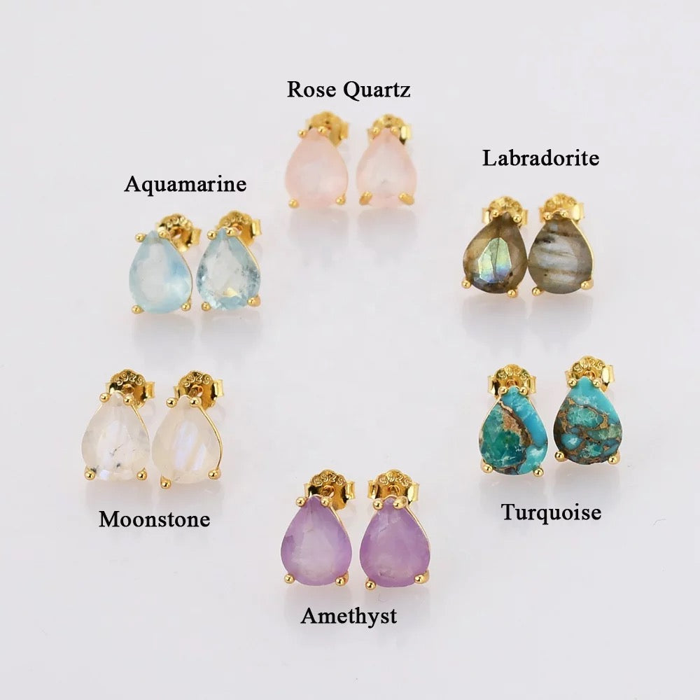 Mini Quartz teardrop studs