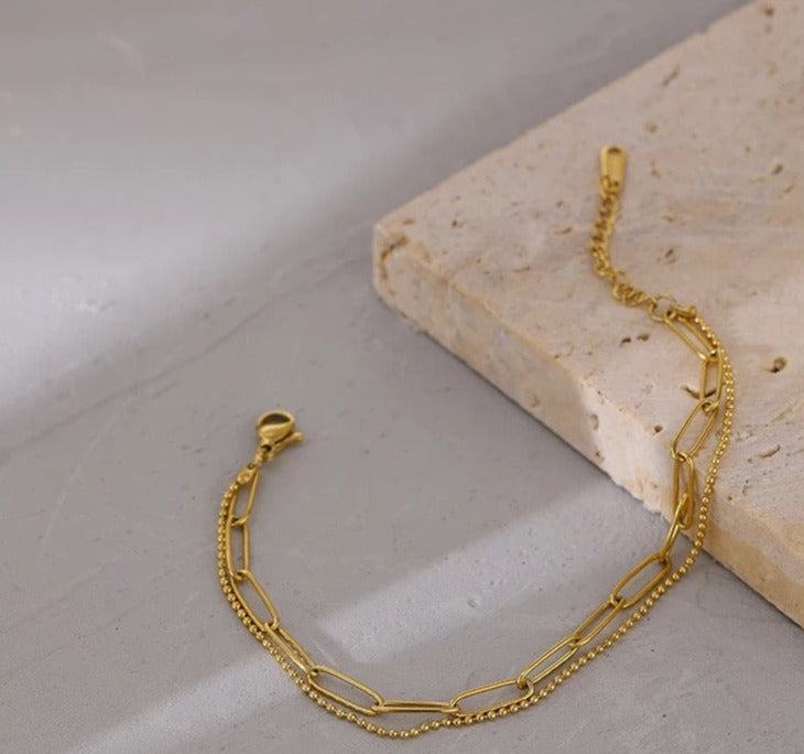 Double Gold Chain Bracelet